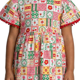 Vestido infantil malha estampada flores