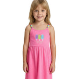 Vestido infantil malha rosa estampa picolé