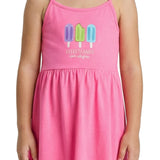 Vestido infantil malha rosa estampa picolé