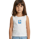 Regata infantil malha of-white bordado flor