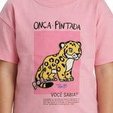 Blusa malha rosa patch onça-pintada