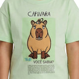 Blusa infantil malha verde patch capivara