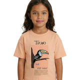 Blusa infantil malha salmão patch tucano