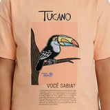 Blusa infantil malha salmão patch tucano