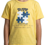 Camiseta infantil malha estampada braille