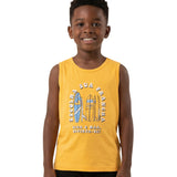 Regata infantil malha laranja estampa pranchas