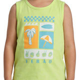 Regata infantil malha verde estampada verão