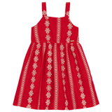 Vestido sem manga bordado vermelho