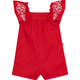 Macaquinho manga borboleta bordado floral vermelho