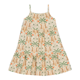 Vestido alcinha safari bege com verde