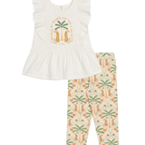 Conj. blusa manga borboleta peplum + legging estampada