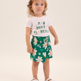 Conj. blusa manga curta + shorts-saia margarida verde