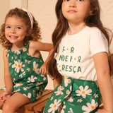 Conj. blusa manga curta + shorts-saia margarida verde