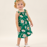 Macaquinho sem manga floral margaridas verde