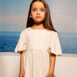 Vestido manga ampla linho lurex off white