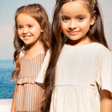 Vestido manga ampla linho lurex off white