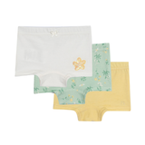 Kit 3 calcinhas off white, verde e amarela florzinha