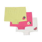 Kit 3 calcinhas amarela, rosa e branca frutinhas
