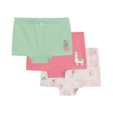 Kit 3 calcinhas verde rosa e off white lhama cactos