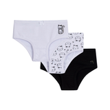 Kit 3 calcinhas preta e brancas gatinhos