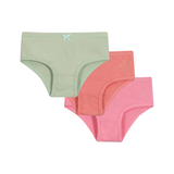 Kit 3 calcinhas básicas verde salmão e rosa com strass