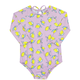 Maiô/body praia manga longa limão lilás