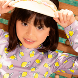 Maiô/body praia manga longa limão lilás