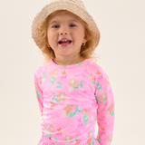 Maiô/body praia manga longa sereias rosa