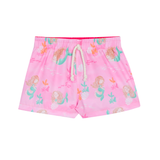 Shorts tactel praia sereias rosa