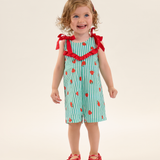 Macaquinho sem manga moranguinhos listrado verde