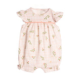 Macacão curto bebê suedine estampado xadrez floral