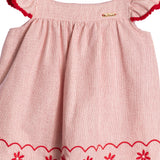 Vestido bebê tecido listrado vermelho com body cotton vermelho