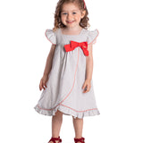 Vestido infantil tecido listrado azul