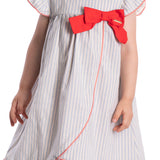 Vestido infantil tecido listrado azul