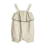 Macacão curto bebê cotton estampado listra verde
