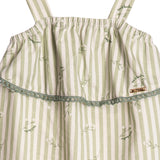 Macacão curto bebê cotton estampado listra verde