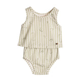 Conjunto bebê regata e tapa-fralda cotton listras verde