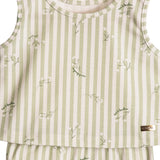 Conjunto bebê regata e tapa-fralda cotton listras verde