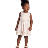 Vestido infantil tecido linho bordado estrela