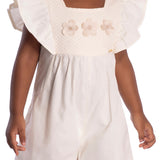 Macaquinho infantil tecido linho off-white
