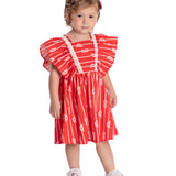 Vestido infantil tricoline estampado vermelho