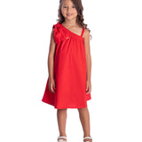Vestido infantil tricoline vermelho