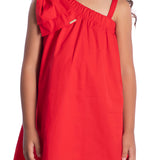 Vestido infantil tricoline vermelho