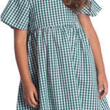 Vestido infantil tecido plano xadrez verde