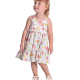 Vestido infantil tricoline estampa mediterrânea
