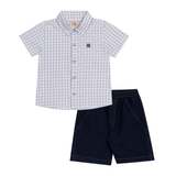 Conj. camisa manga curta xadrez + bermuda jeans