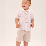 Conj. camisa manga curta off white + bermuda