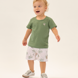 Conj. camiseta manga curta verde + bermuda moletinho coqueiros