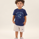 Conj. camiseta manga curta marinho + bermuda bege