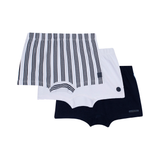 Kit 3 cuecas branca marinho e listrada